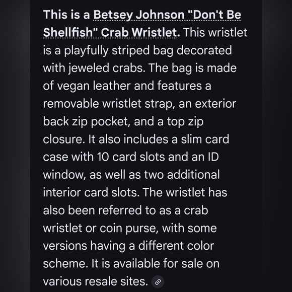 🎉Betsey Johnson Crab Striped Wristlet 🎉 DESIGNER CLEARANCE DEAL - Picture 11 of 13